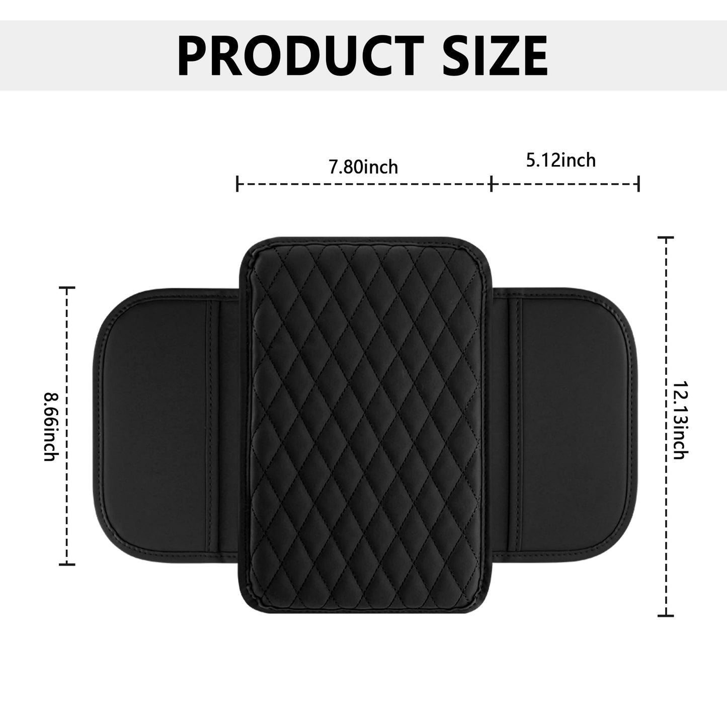 Upgraded Car Center Console Cover,Microfiber Leather Car Armrest Cover Cushion with 2 Storage Bags,Universal Car Armrest Storage Box Car Interior Accessories for Most Vehicles (Black)