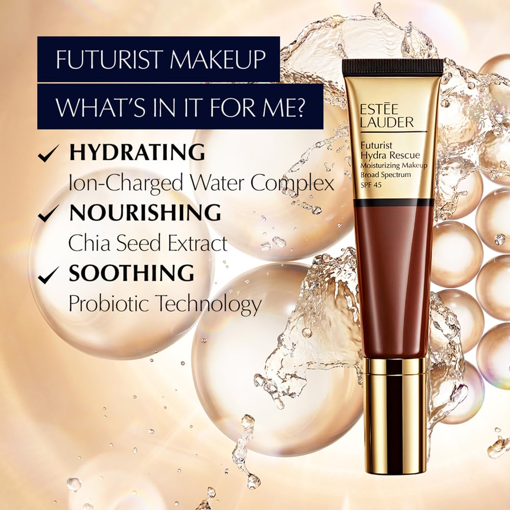 Estée Lauder Futurist Hydra Rescue Moisturizing Foundation SPF 45 for a 12-Hour Glow, 1.2 Fl Oz, 2N1 Desert Beige