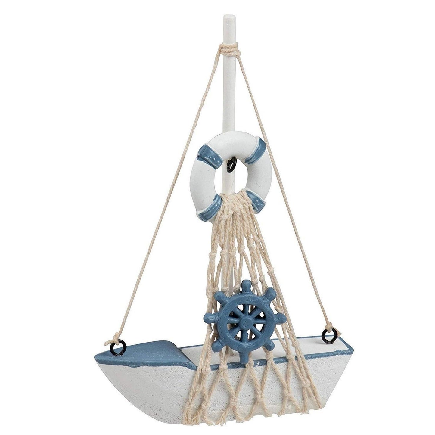 Juvale Set of 4 Mini Wooden Sailboat Models for Beach Nautical Home Decor, Miniature Boat Decorations