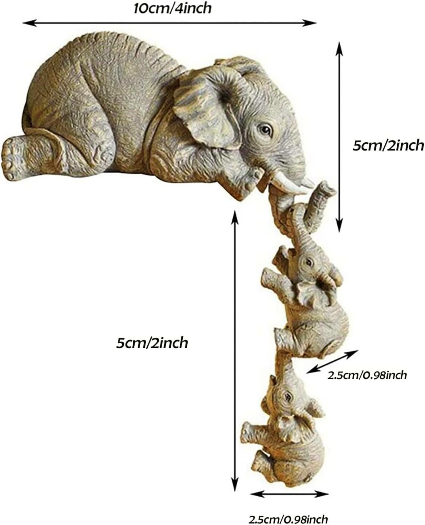 YWHWXB Collectable Elephant Shelf Sitter 3Pcs Set, Mother Elephant Hanging Baby Elephants on The Edge, Mantelpiece Decoration, Hand-Painted Resin Figurines for Home Decor Gift