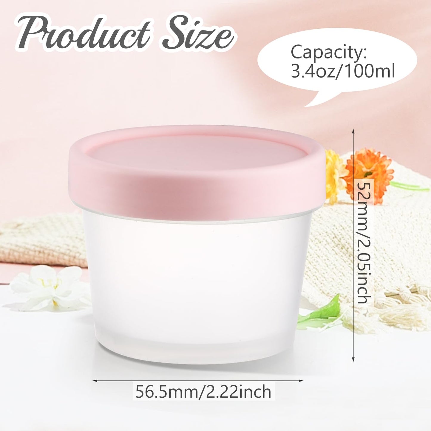 12 Pieces 3.4oz/100ml Cosmetic Container Refillable Plastic Makeup Pot Translucent Wide Mouth Storage Jars with Lids for DIY Beauty Products Lotion Cream Body Butter Powder - Multicolor