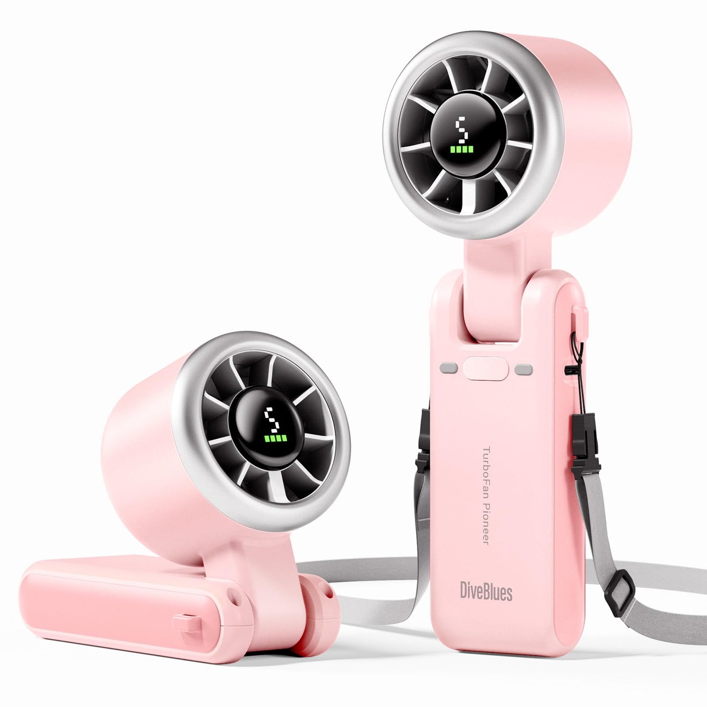 Diveblues Portable Handheld Turbo Fan, 5 Gear Wind, Battery Operated, Up to 12 Working Hours, 3 IN 1 Hand Fan with Air Turbo Tech Cooling Fan for Outdoor Activities, Travel, Working