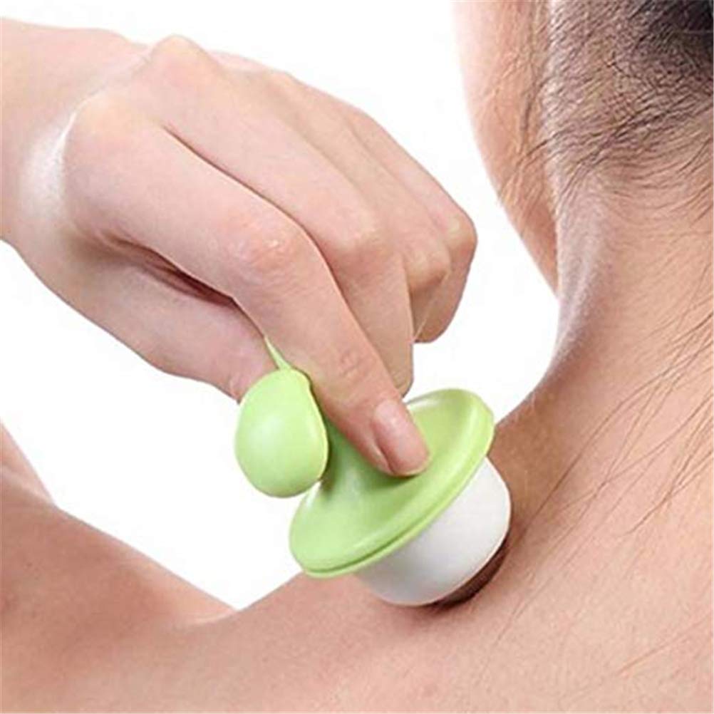XKGD 16xi 2PCS Handheld Body Massager Mini Potted Plant Shaped Roller Ball Bead Relaxation Neck Foot Face Pot Desk Decor Massage Cooling for Neck (Green with White)