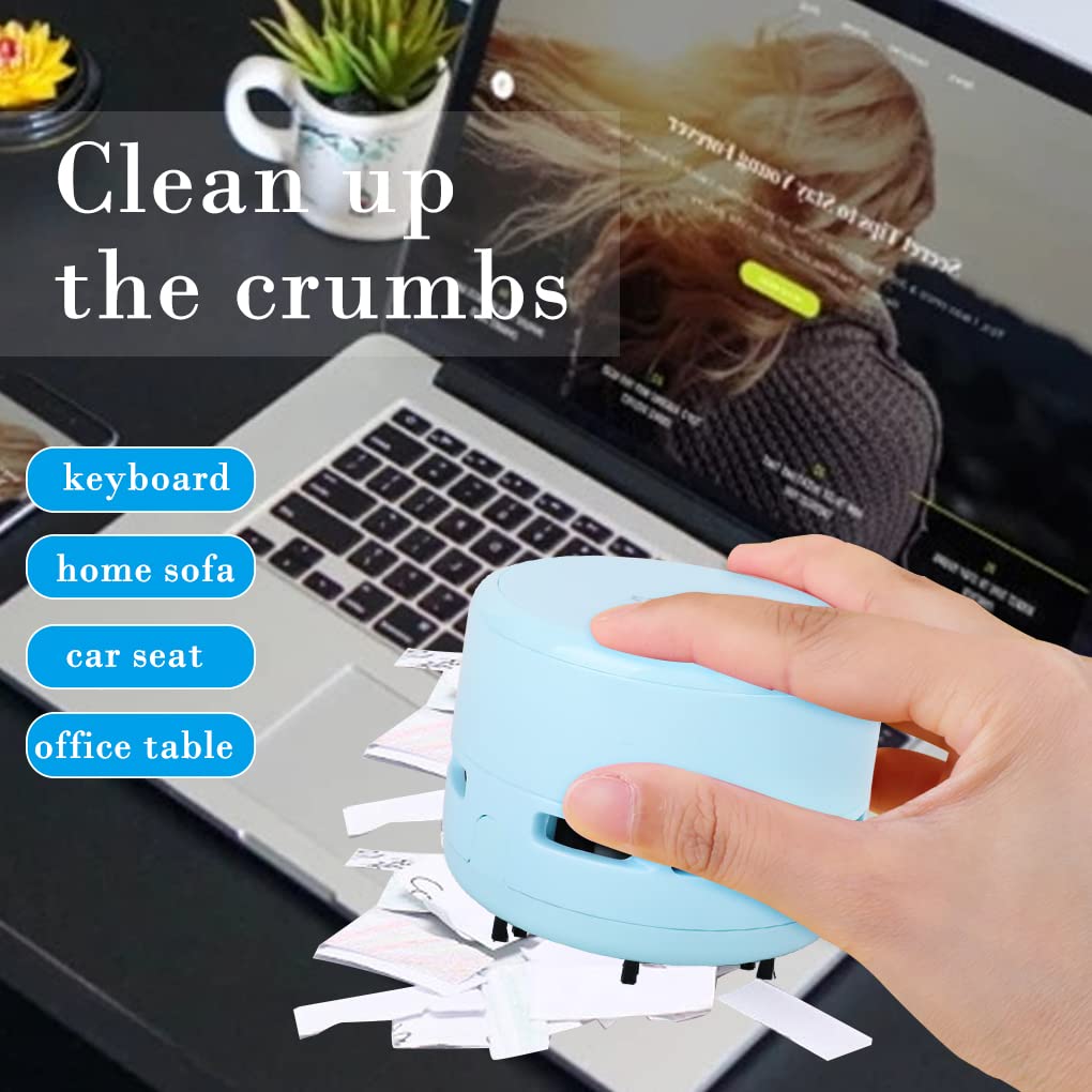 FineInno Desktop Vacuum Cleaner,Mini Hand Held Vacuum for Desk,Mini Table dust Sweeper for Keyboard, Car, Home,Office Tech Gadgets Accessories