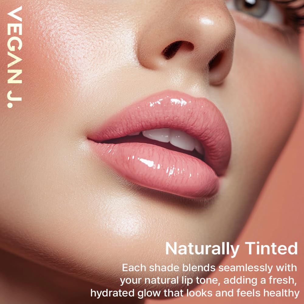 Vegan J. Lip Balm – Long-Lasting Hydration with Natural Color – Korean Beauty, Oasis Plant Complex, Silicone-Free, Vegan & Cruelty-Free Lip Care (001 Nude Pink)