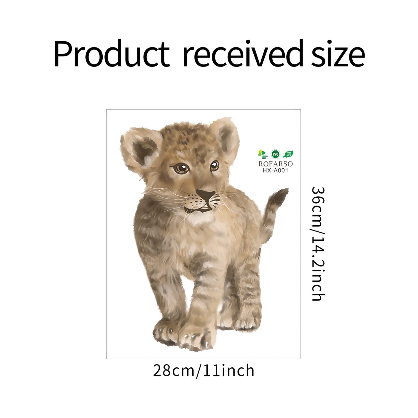 ROFARSO Lifelike Cute Lovely Baby Lion Animal Wall Stickers Removable Wall Decals Peel and Stick Wall Art Decorations Home Decor for Kid Nursery Baby Bedroom Living Room Playing Room Murals
