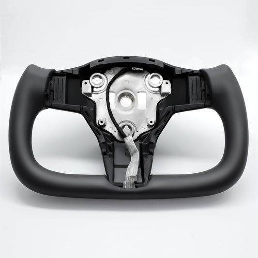 ZIMABLUE Yoke Steering Wheel Personalized Yoke Steering Wheel, Nappa Leather without Front Trim for Tesla Model 3 2017-2023, Model Y 2019-2024 With Heating Function