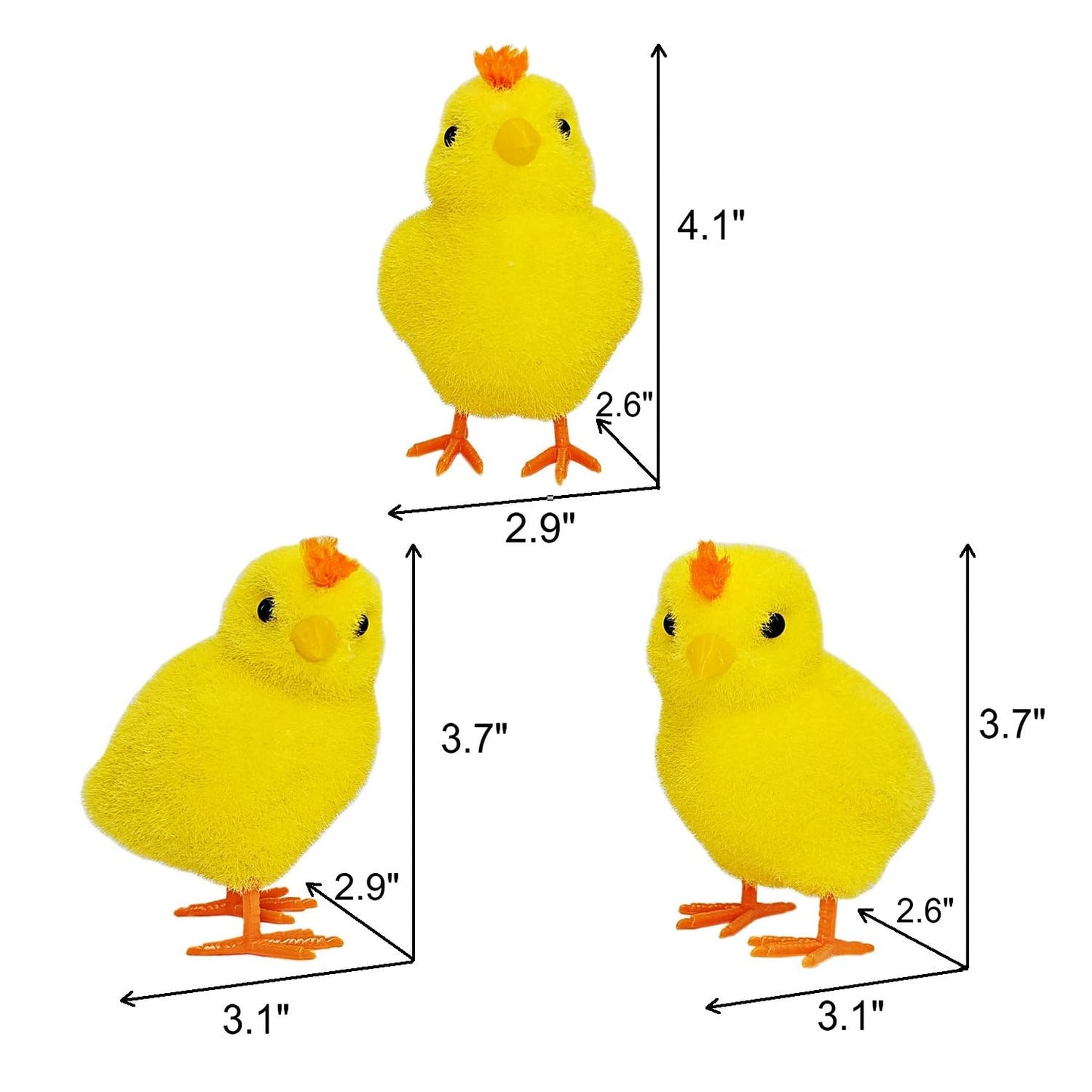 Nature Vibe Flocked Baby Chicks Easter Decorations,Set of 3 Realistic Easter Figurines as Spring Decorations for Home or Parties,Decorative Farm Animals for Farmhouse Home Decor