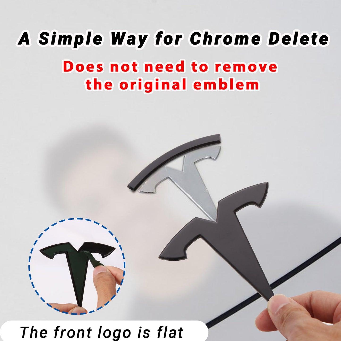 Emblem Accessories for Tesla Model 3 Logo Sticker 2023 2022-2017 Model 3 Decals (Black)