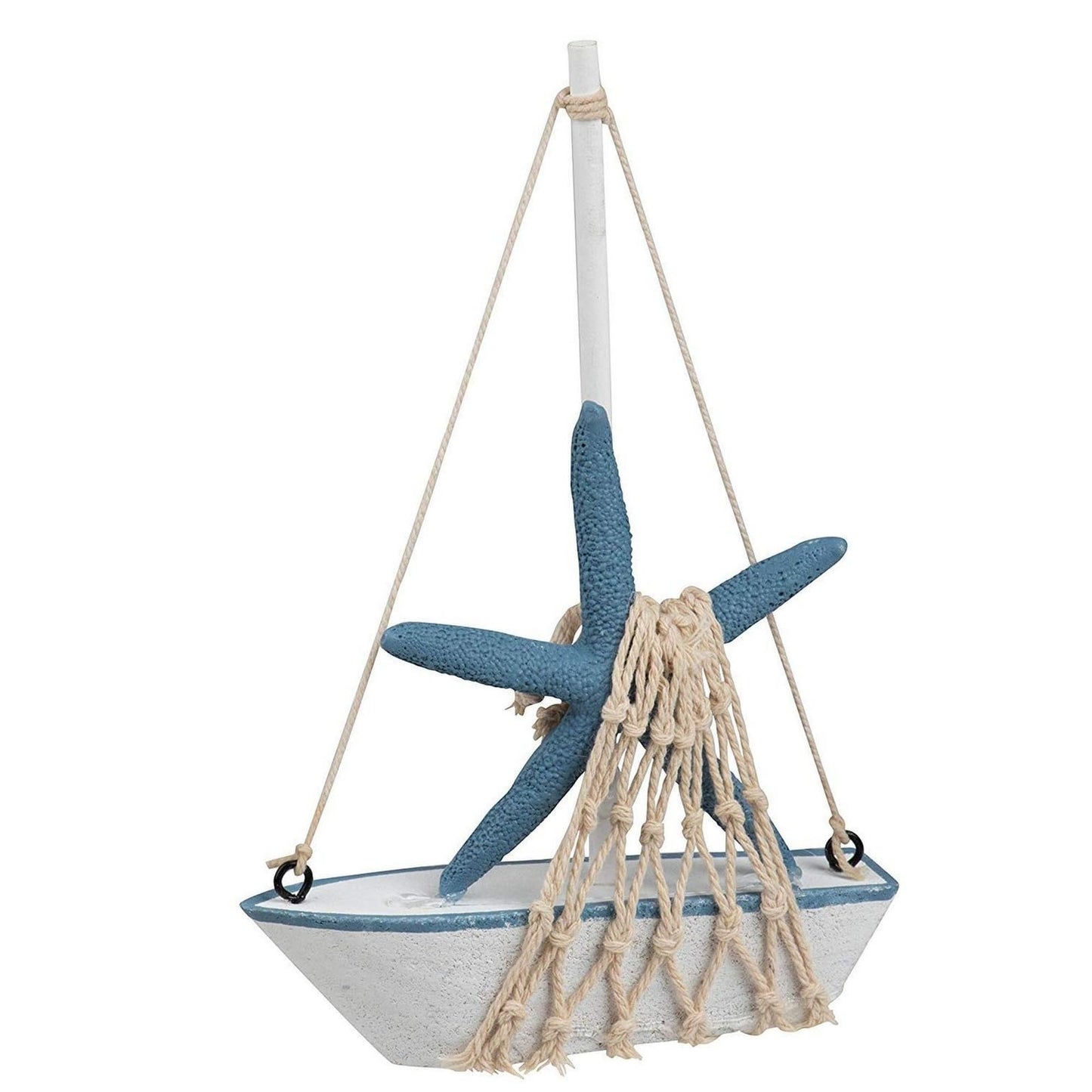 Juvale Set of 4 Mini Wooden Sailboat Models for Beach Nautical Home Decor, Miniature Boat Decorations