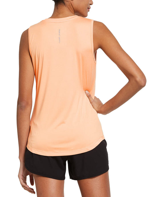 baleaf Women's Sleeveless Workout Shirts Exercise Running Tank Tops Athletic Yoga Tops Orange Size L