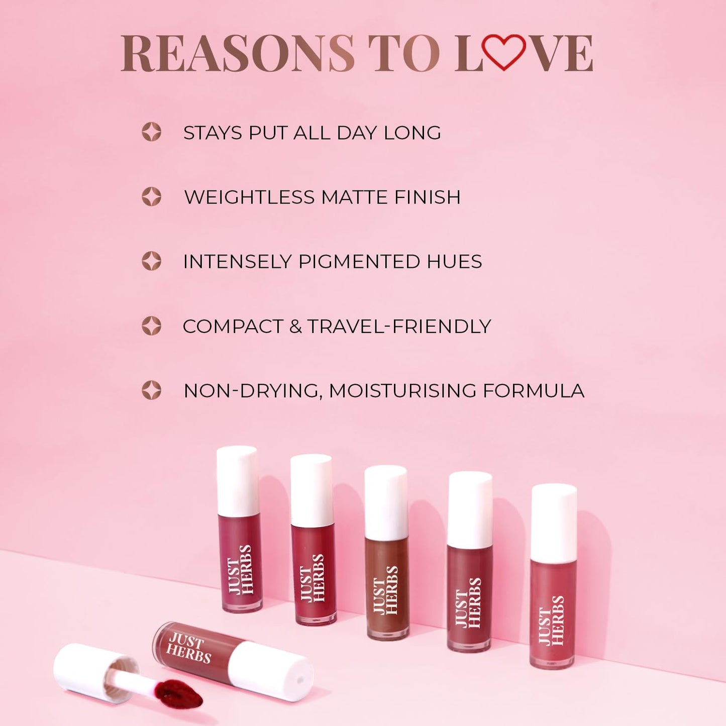 Just Herbs Organic Liquid Lipstick Kit Set of 5, Hydrating & Lightweight Lip Color - Paraben & Silicon Free - 1.6 fl oz. (Nudes & Browns)