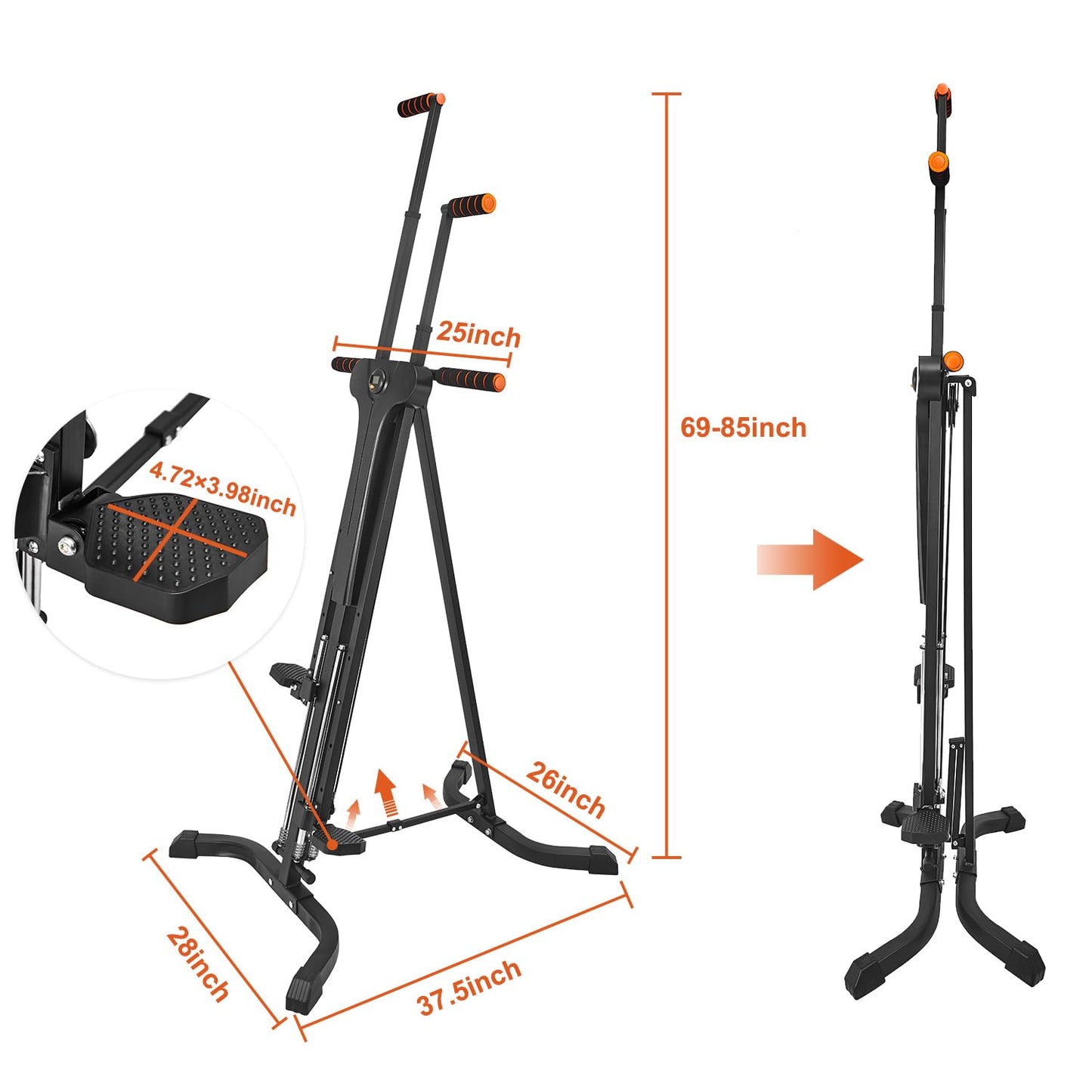Vertical Climber Exercise Machine for Home Gym with 4 Metal Guide Rails Folding Exercise Climber Cardio Workout Machine 5-Level Heights Stair Stepper Newer Version, Easy to Assemble
