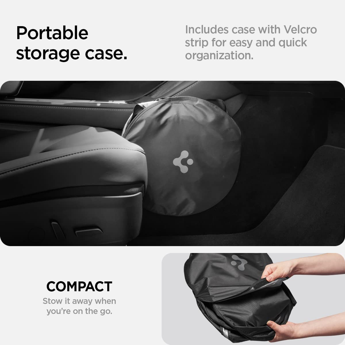 Spigen Triple-Coated CryoShade Front Windshield Sunshade (Reinforced Velcro Strap) Designed for All Tesla Model 3 & Y 2025/2024/2023/2022 [Compatible with New Model Y Refresh (Juniper)]