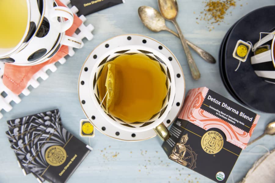 Buddha Teas Organic Detox Dharma Blend - OU Kosher, USDA Organic, CCOF Organic, 18 Bleach-Free Tea Bags