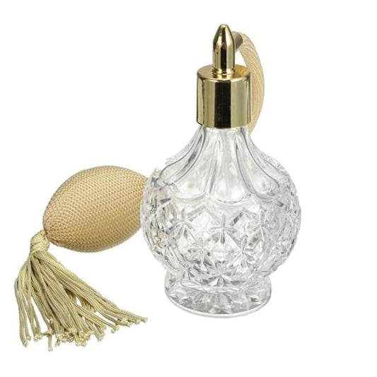 80ml Clear Crystal Vintage Style Perfume Bottle Gold Long Spray Tassels Atomizer Pump Refillable Glass Bottles Makeup Tool
