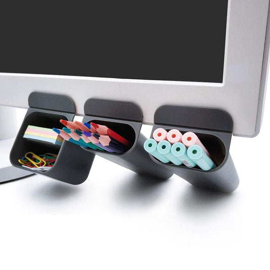 Goblin's Treasures New Creative DIY Screen Pen Pencil Holders Desktop Accessories Desk Organizers Containers Storage Bags-3 Pack,polypropylene (Gray)