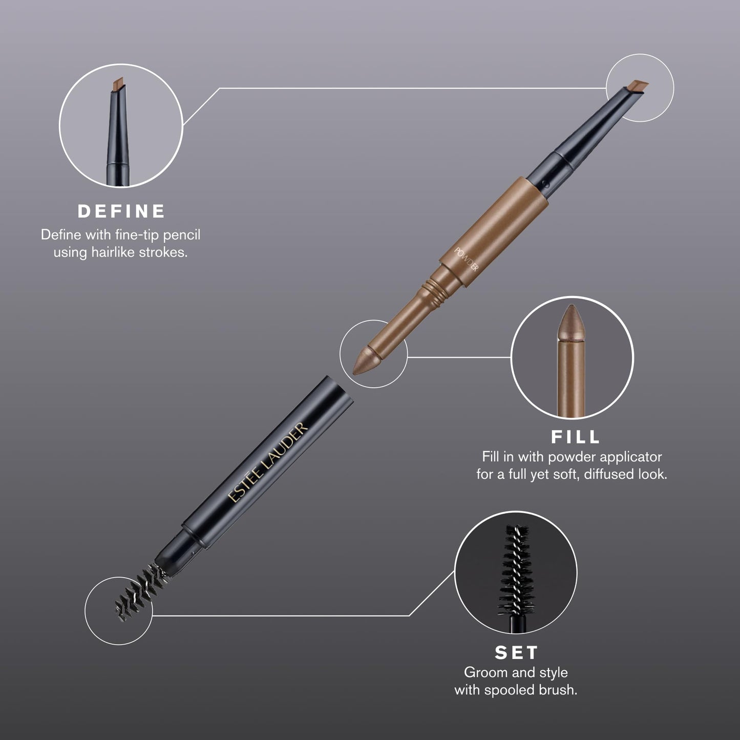 Estée Lauder The Brow Multi-Tasker 3-in-1 Tool | Eyebrow Pencil, Powder and Brush, 07 Taupe