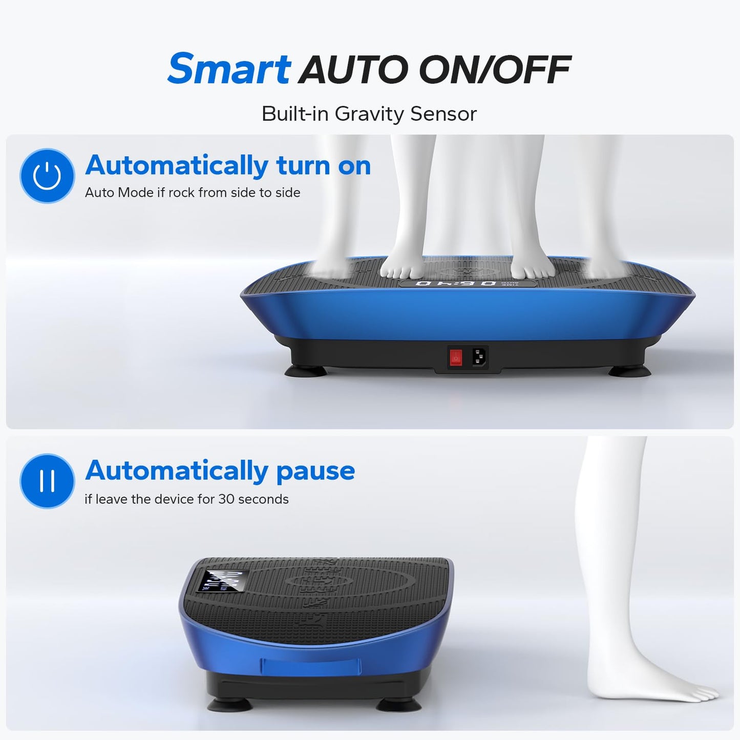 MERACH Vibration Plate Exercise Machine, Whole Body Workout Equipment for Women, Bluetooth and Silicone Pedal, Vibration Plate with Auto Mode, Vibrate Fitness Platform for Home (Blue)