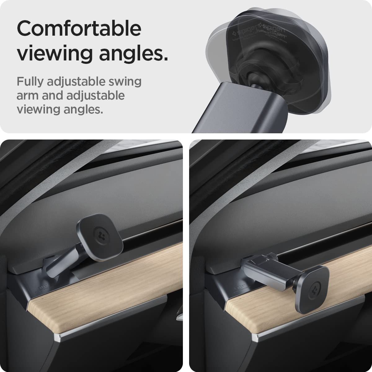 Spigen OneTap [2023 Upgraded] (MagFit) Designed for Tesla Model 3 / Y Designed for Magsafe Car Mount Compatible with iPhone 16 Pro Max, 16 Pro, 16 Plus, 15, 14, 13, 12 Series & MagSafe Compatible Case