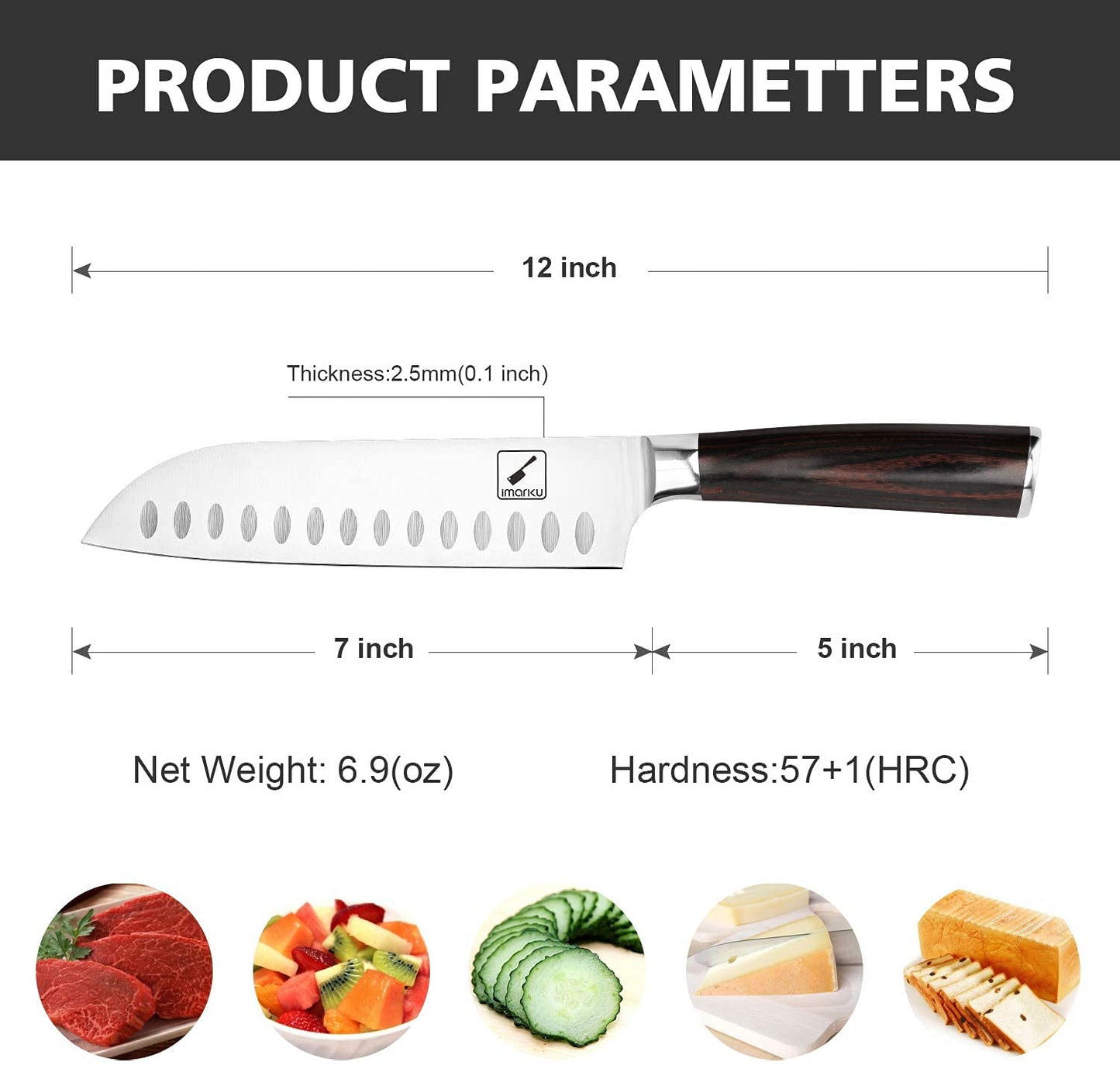 imarku Chef Knife 7 Inch Kitchen Knife Ultra Sharp Santoku Knife - 7Cr17Mov Japanese Chefs Knife, Kitchen Gadgets 2025, Birthday Gifts for Him Her, Best Gifts for Women Men