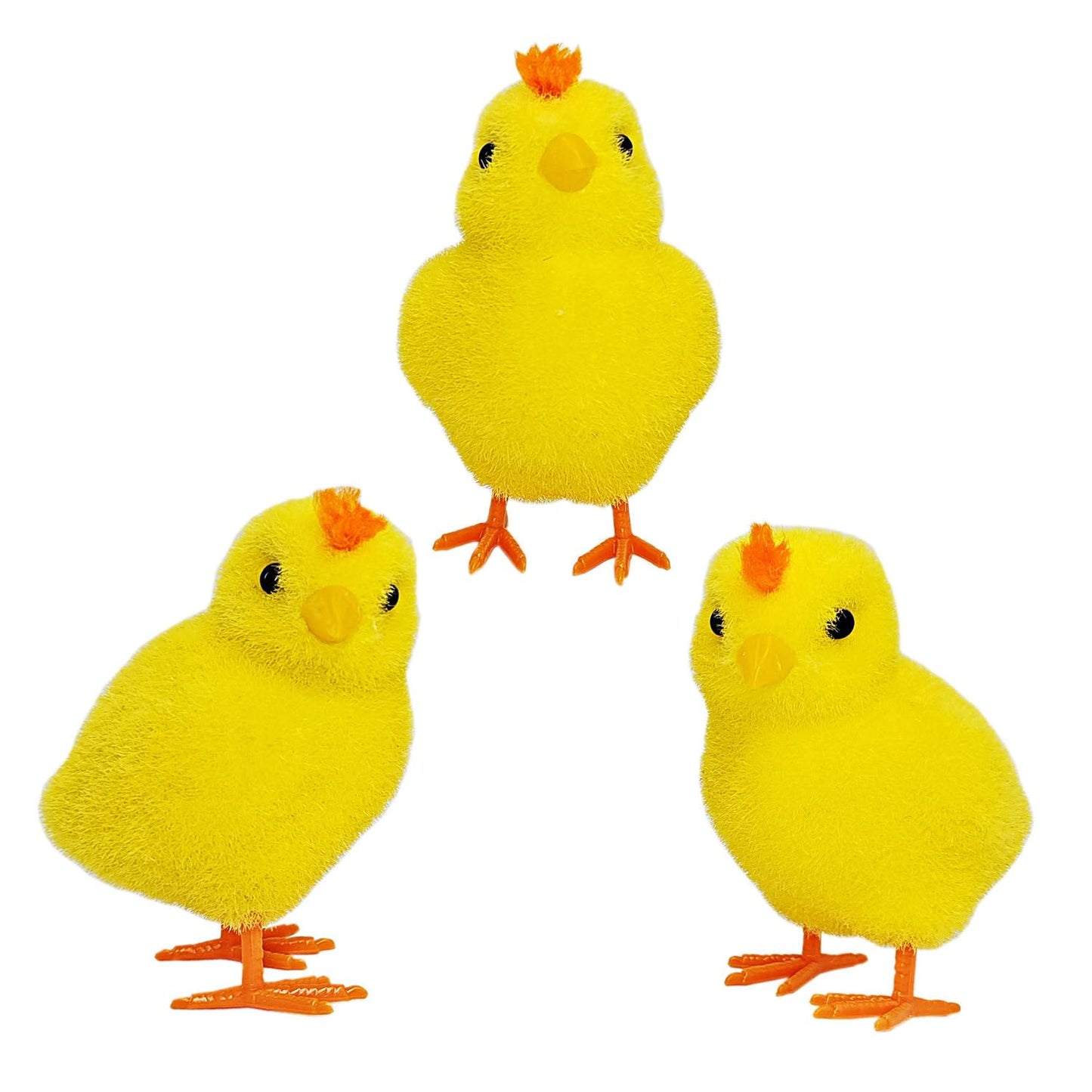 Nature Vibe Flocked Baby Chicks Easter Decorations,Set of 3 Realistic Easter Figurines as Spring Decorations for Home or Parties,Decorative Farm Animals for Farmhouse Home Decor
