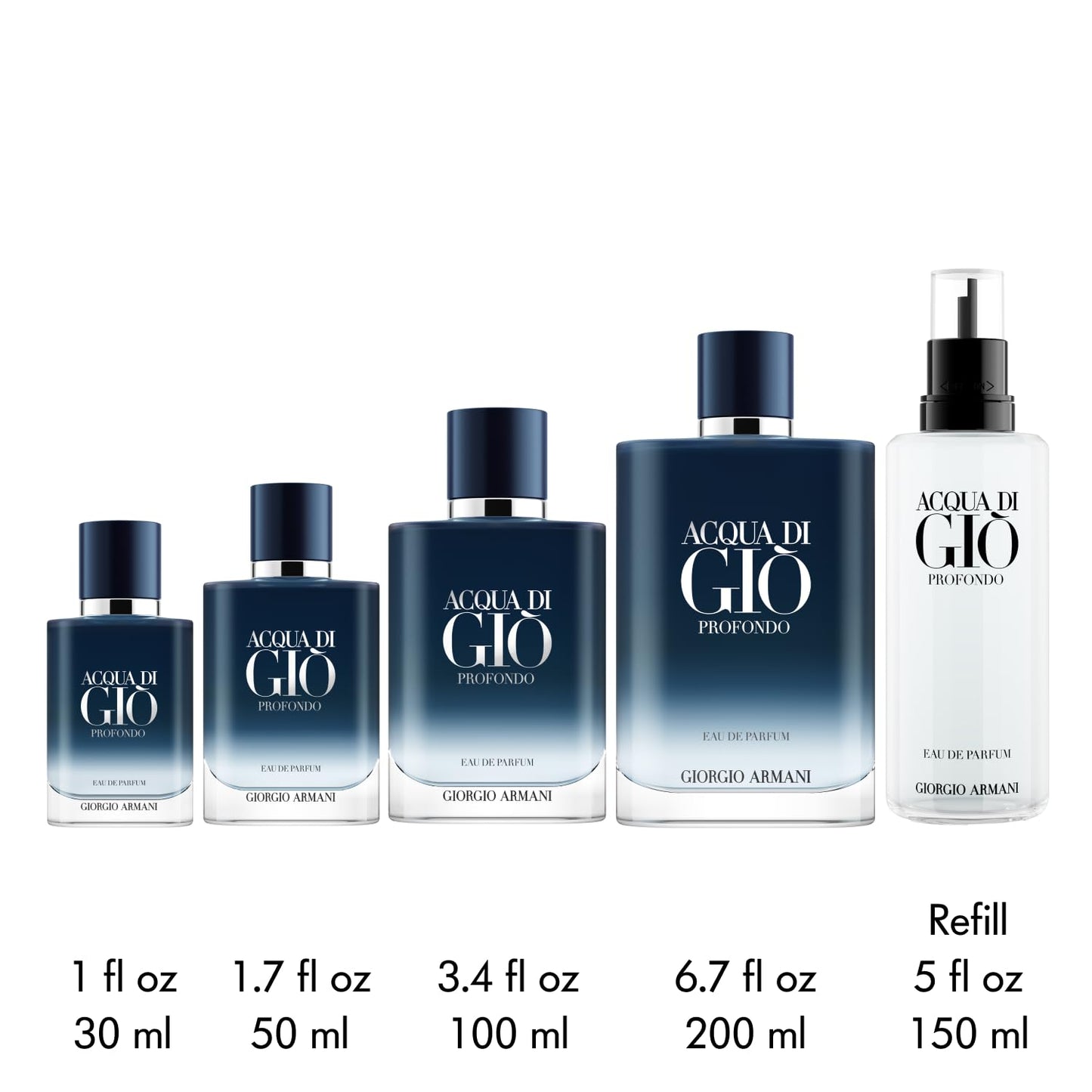 Armani Beauty - Acqua di Giò Profondo - Eau de Parfum - Cologne for Men - Fresh & Aromatic Men’s Fragrance - Mandarin, Lavender, Cedarwood Notes - 6.7 Fl Oz