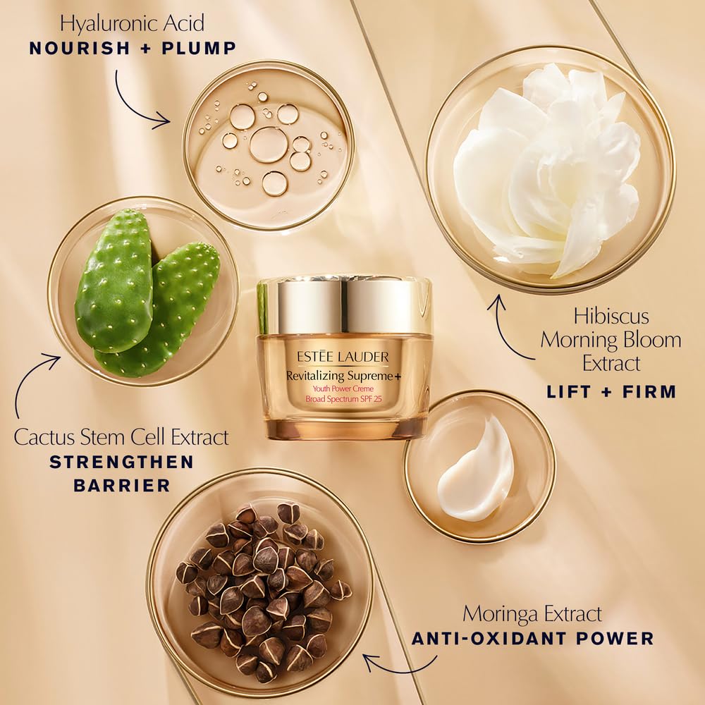 Estée Lauder Revitalizing Supreme+ Youth Power Cream Moisturizer SPF 25 with Hyaluronic Acid & Peptides, 2.5 Ounce.