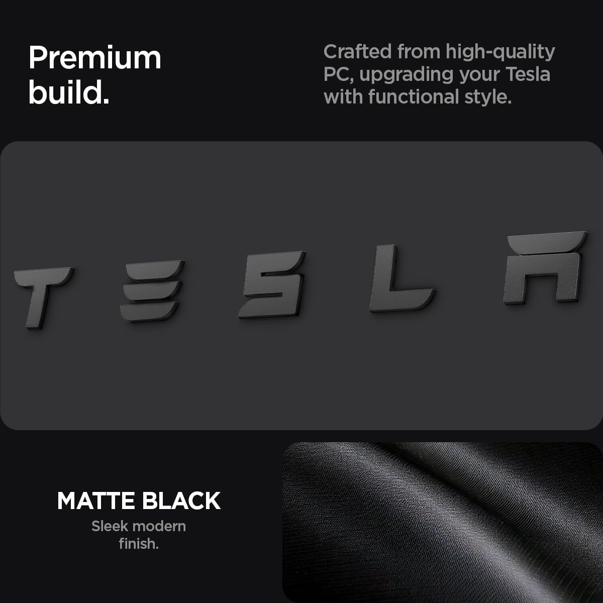 Spigen Rear Emblem Logo Full Cover Sticker Designed for Tesla Model 3 2025/2024 Refresh (Highland) - Black