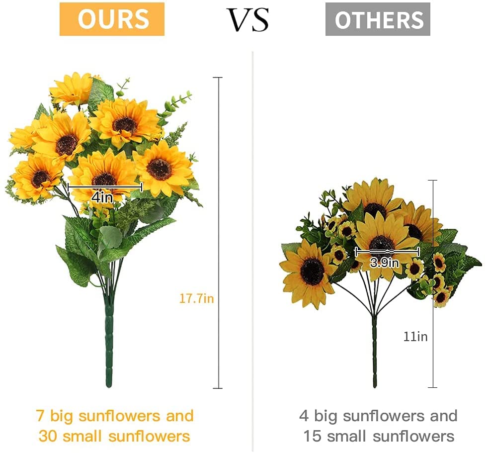 AmyHomie Artificial Sunflower Bouquets,2 Bunches Fake Wildflowers for Baby Shower Home Wedding Spring Decor, Bride Holding Flowers,DIY Garden Craft Art Decor