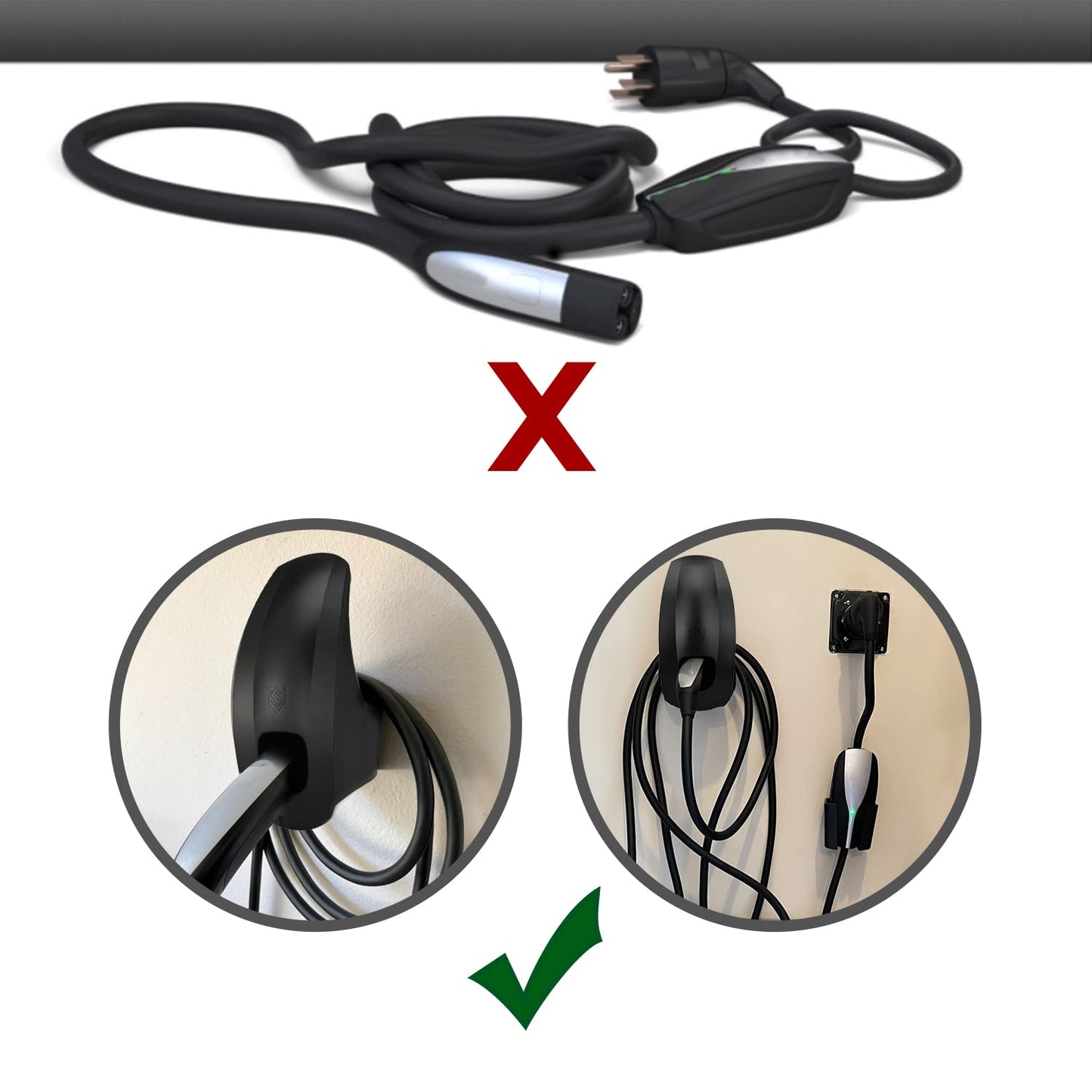SEVEN SPARTA Charging Cable Holder with Chassis Bracket Compatible with Tesla Model 3 Model Y Model X Model S Charger Cable Organizer Car Accessories Wall Connector, Patent Approved (Black)