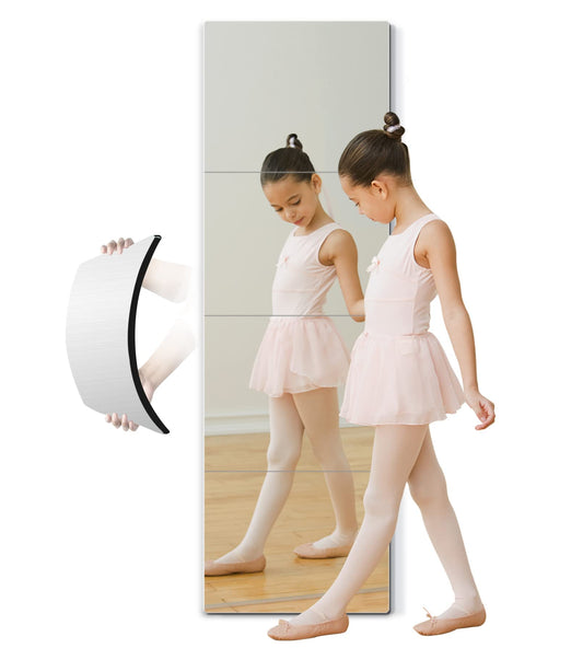 quegau Full Length Mirror for Kids Safety Shatterproof Mirror,Plastic Wall Mirror,Made of Acrylic Plexiglass Mirror,4 Pcs 10"x10",Long Bedroom Door Closet Mirror,Workout for Home Gym Body Mirror