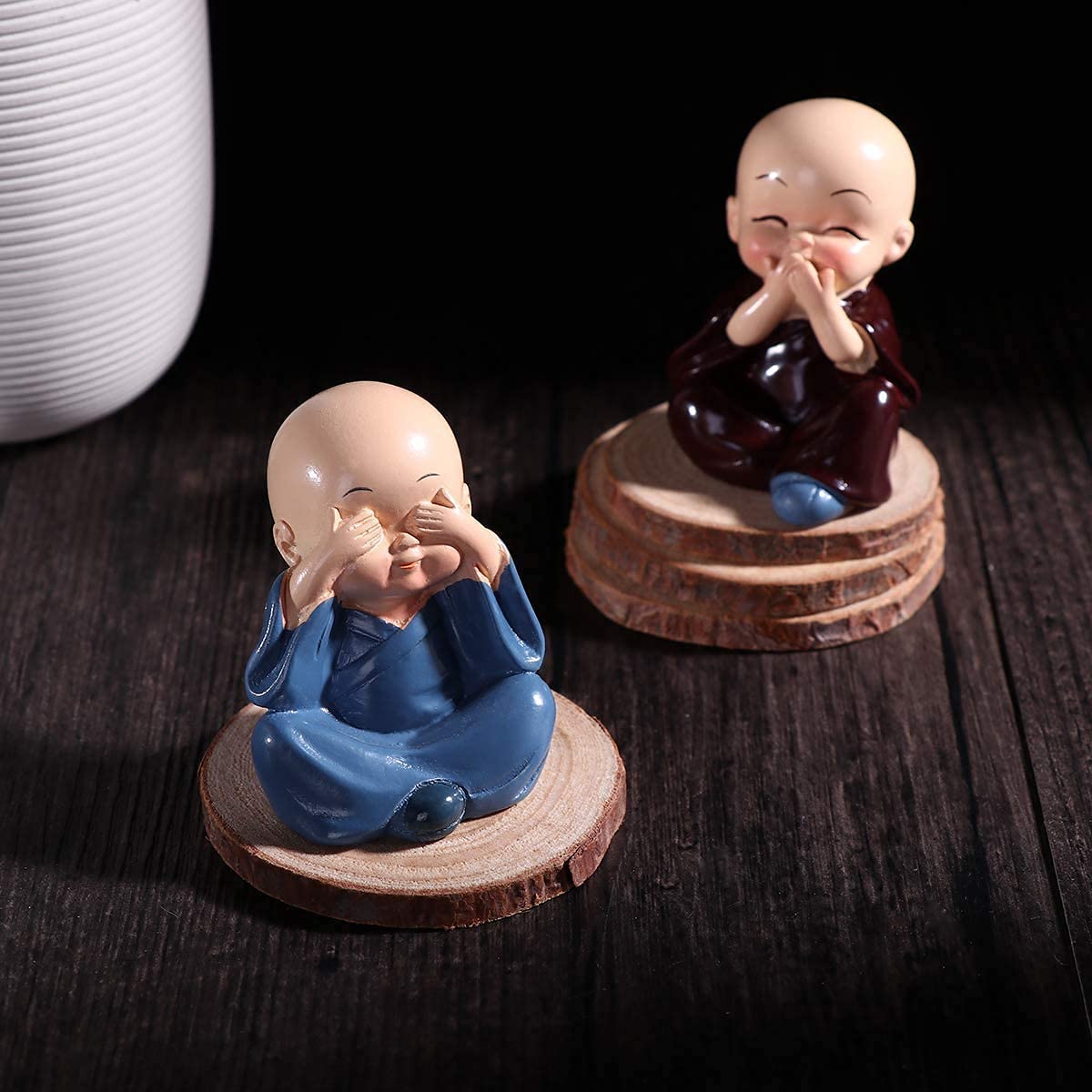 TIED RIBBONS 4 Pcs Baby Buddha Statue | Resin, 2 Inch | Buddha Monk Statue, Car Dashboard Decoration, Office, Table, Shelves, Home, Living Room, Buddha Decor | Mini Buddha Statue