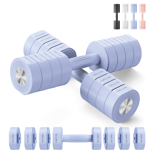 Dumbbell Set of 2, MERACH Adjustable Weight, Anti-slip Handle, Macaron Colors, Each 2.2/4.4/6.6/8.8 lbs, 4 in 1 Hand Weights for Women at Home, Blue