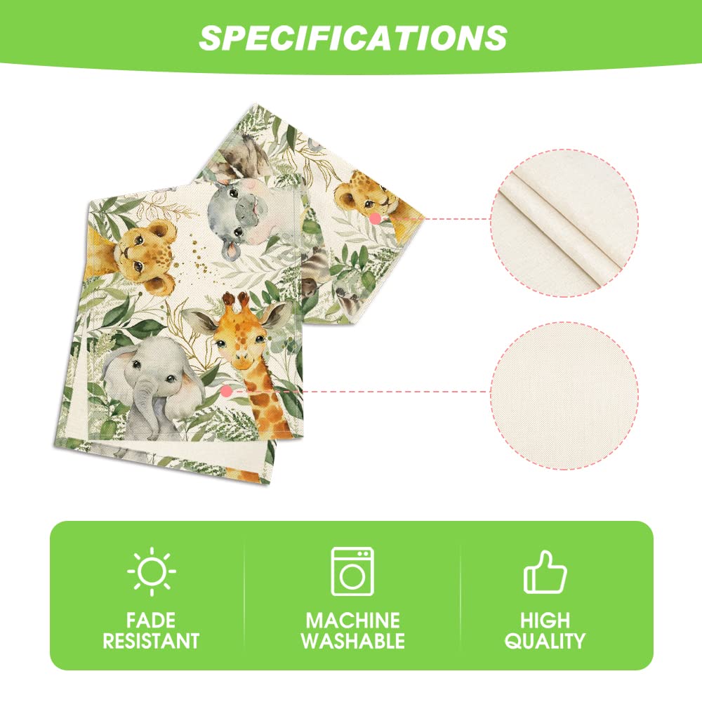 Artoid Mode Animals Elephant Giraffe Baby Shower Table Runner, Seasonal Spring Summer Kitchen Dining Table for Home Party Decor 13x60 Inch