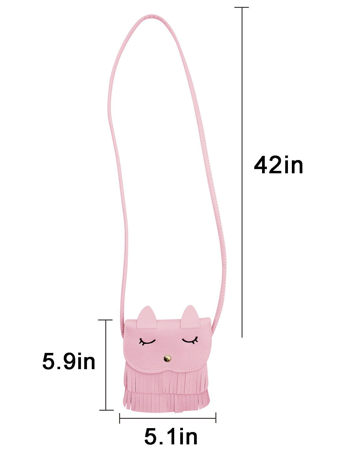 ZGMYC Cat Tassel Shoulder Bag Small Coin Purse Crossbody Satchel for Kids Girls, Pink (5.1'' x 5.9'')