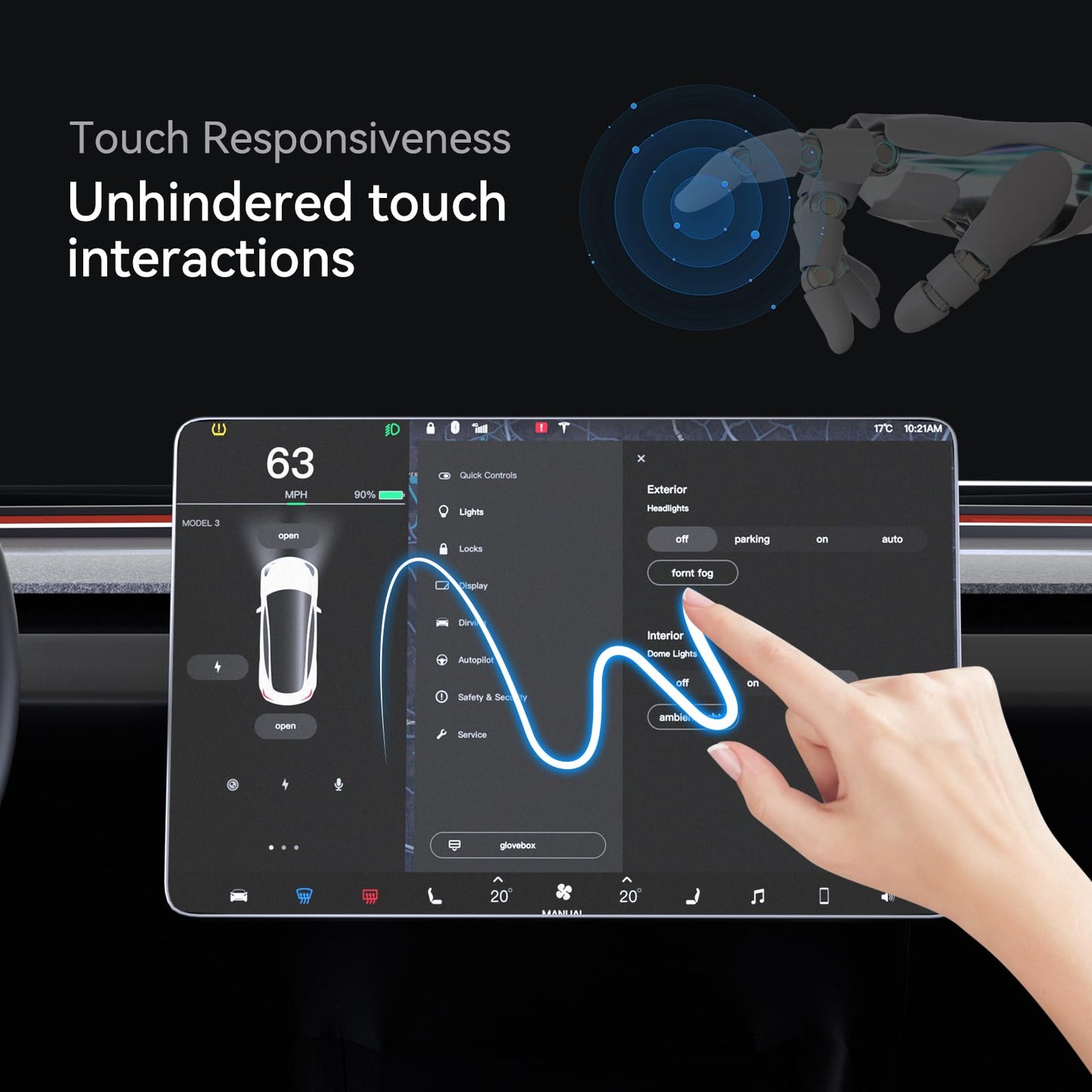 SUMK Tempered Glass Screen Protector for Tesla Model Y Juniper Accessories 2026 & for Tesla Model 3 Highland Accessories 2024 2025 [Anti-glare & No-fingerprint & 9H] 15.4 Inches - 2pcs [Matte]