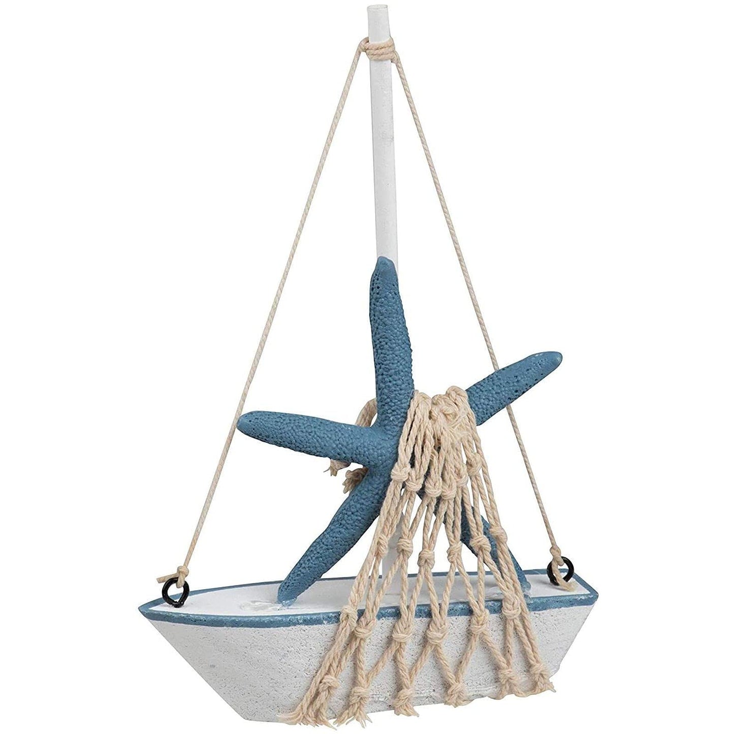 Juvale Set of 4 Mini Wooden Sailboat Models for Beach Nautical Home Decor, Miniature Boat Decorations