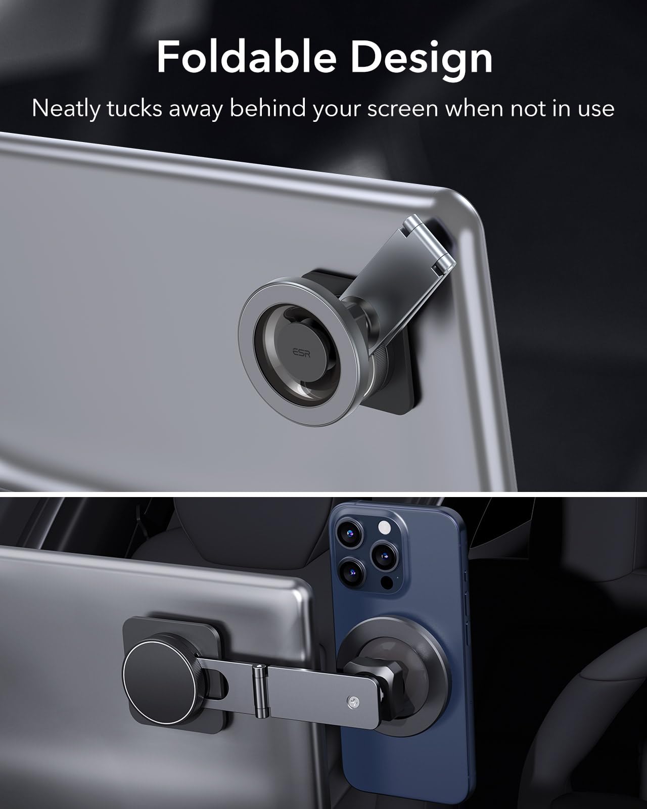 ESR for MagSafe Car Mount, Foldable Dashboard/Tesla Magnetic Car Mount,Tesla Touchscreen Car Phone Holder Mount, Magnetic Phone Holder for Car, for iPhone 16/15/14/13/12, S25, Charging Not Supported