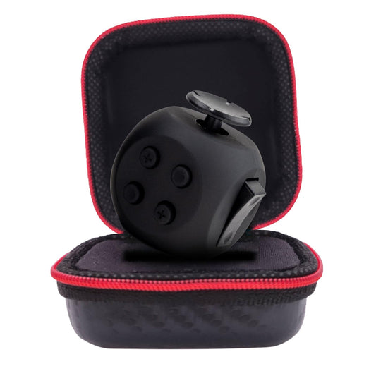 PILPOC theFube Fidget Cube, 6-Sided Stress Relief & Focus Toy for Adults & Kids, Boosts Concentration, Mindfulness Aid, Silent & Audible Modes, Includes Carry Case for Portability (Midnight)