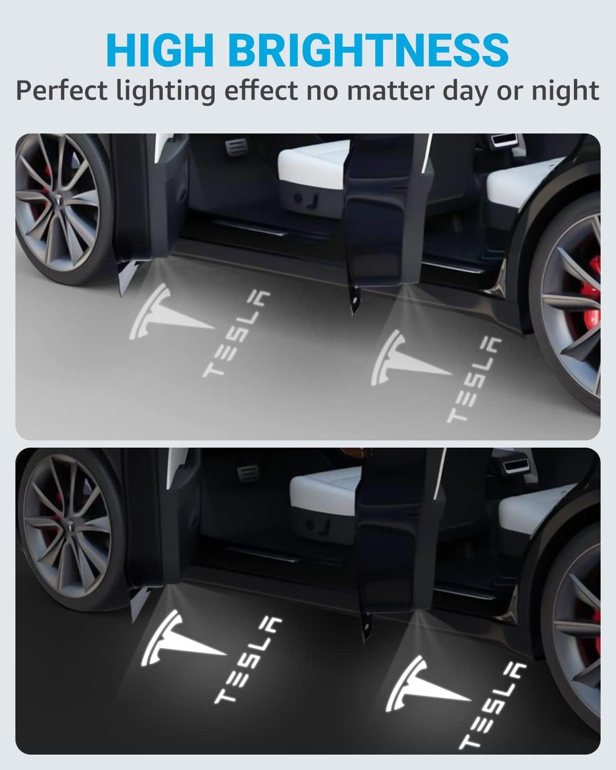 Motrobe for 2016-2023 Tesla Model Y Model 3 Model S, 2016-2021 Model X Integration Ultra-Brights Step Led Puddle Door Lights Never Fade with Extension Cord, Pack of 4 2023 Upgraded