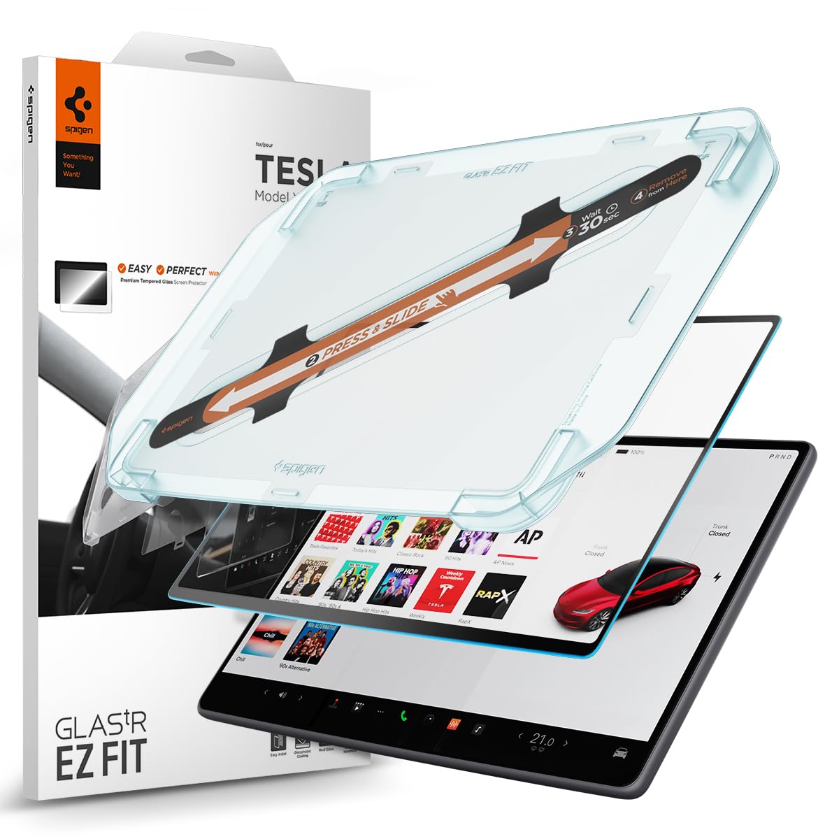 Spigen Tempered Glass Screen Protector [GlasTR EZ FIT] designed for Tesla Model 3(2024/2025), New Model Y (Juniper) 15.4" Dashboard Touchscreen - Matte/Anti Glare/Anti Finger Print