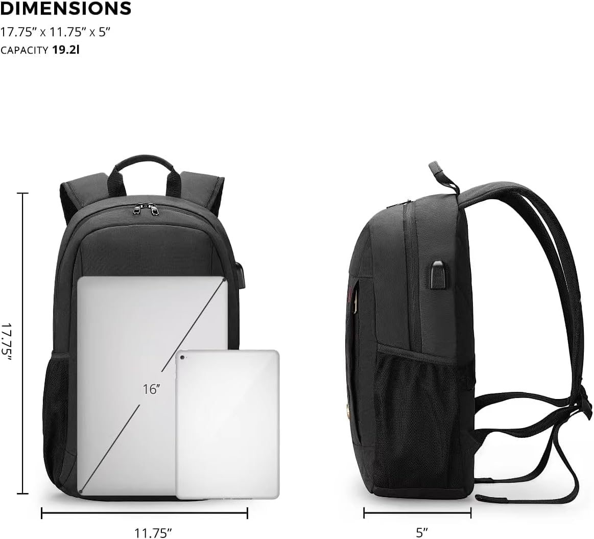 Swissdigital Design Travel Laptop Backpack, Business Anti Theft Slim Sturdy Laptops Backpack with USB Charging Port, College Tech Backpacks SD1634