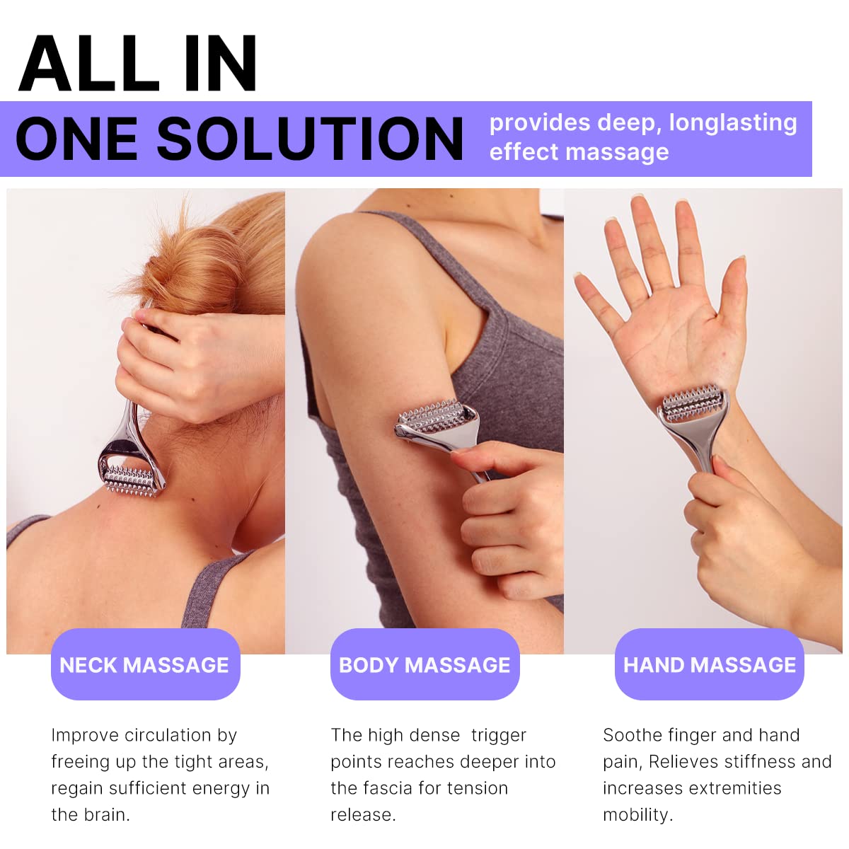 QooWo Acupressure Roller, Acupuncture Massage Roller for Neck/Head/Hand Pain Relief and Muscle Relaxation