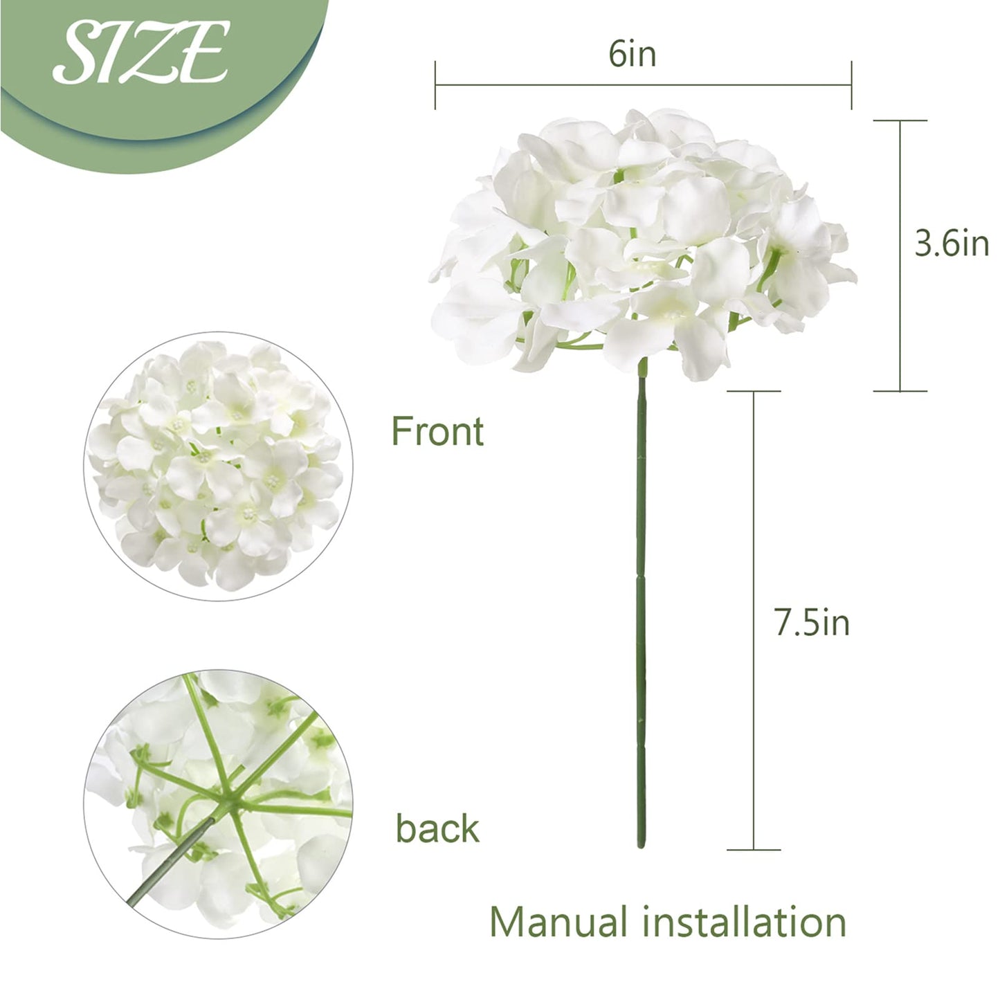 Auihiay 46 PCS Hydrangea Artificial Flowers Silk Hydrangea Heads with Stems, Ivory Artificial Hydrangea Flowers for DIY Wedding Centerpiece, Garden, Home, Party, Baby Shower Decor