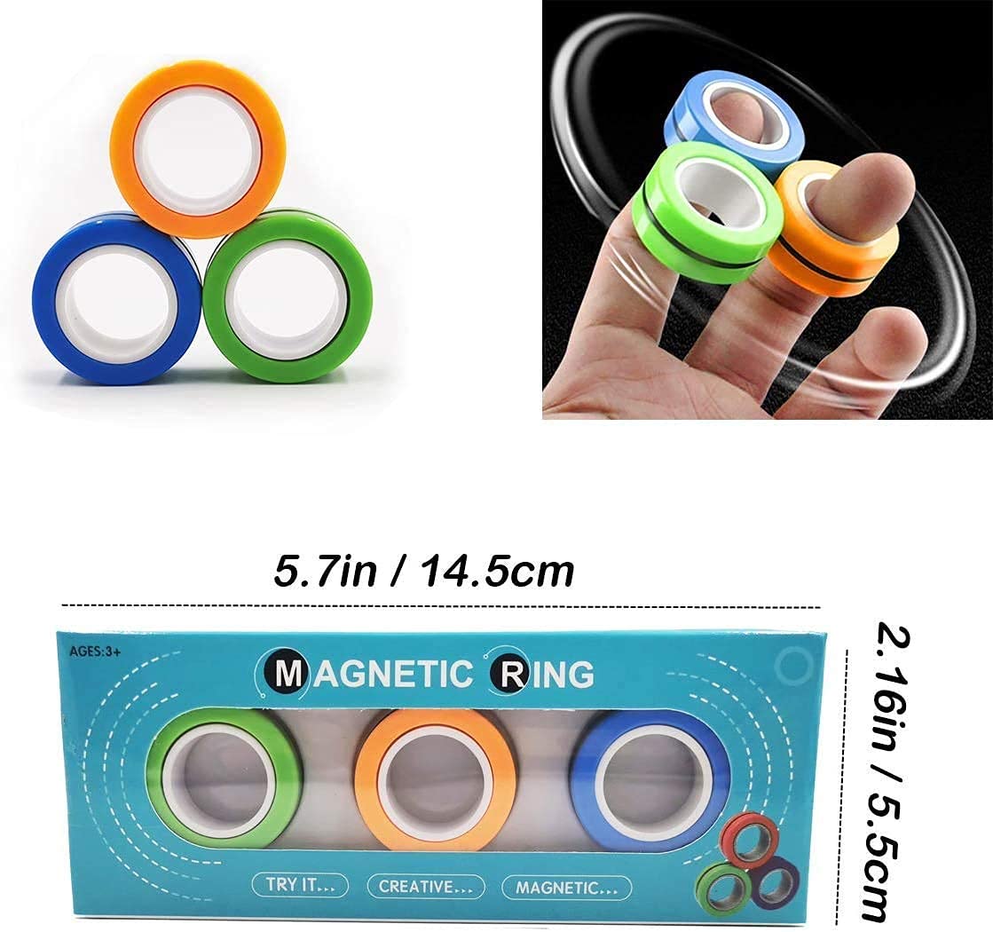 Sensory Fidget Toys Set 7 Pack. Stress Relief Relieve Anxiety Tools Bundle Figette Toys with Fidget Pad, Cube with Infinity, Magnetic Ring, Fidget Box Bulk Figit, Game for Kids Adults Kill Time