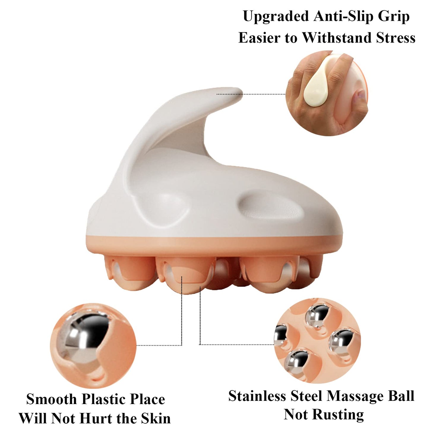 WMM Hand Held Massager, Full Body Massage Tool with Roller Ball Massager Manual 362-degree-roller for Muscle Back Neck Joint Foot Shoulder Leg Pain Relief with Portable Design