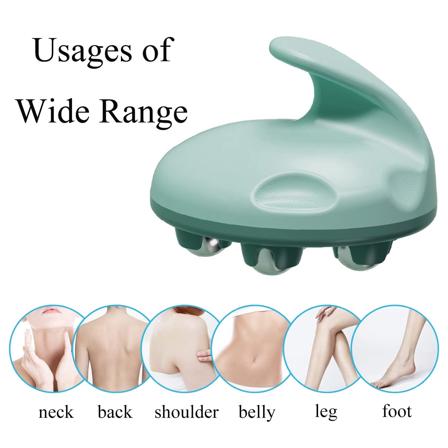WMM Hand Held Massager, Full Body Massage Tool with Roller Ball Massager Manual 362-degree-roller for Muscle Back Neck Joint Foot Shoulder Leg Pain Relief with Portable Design