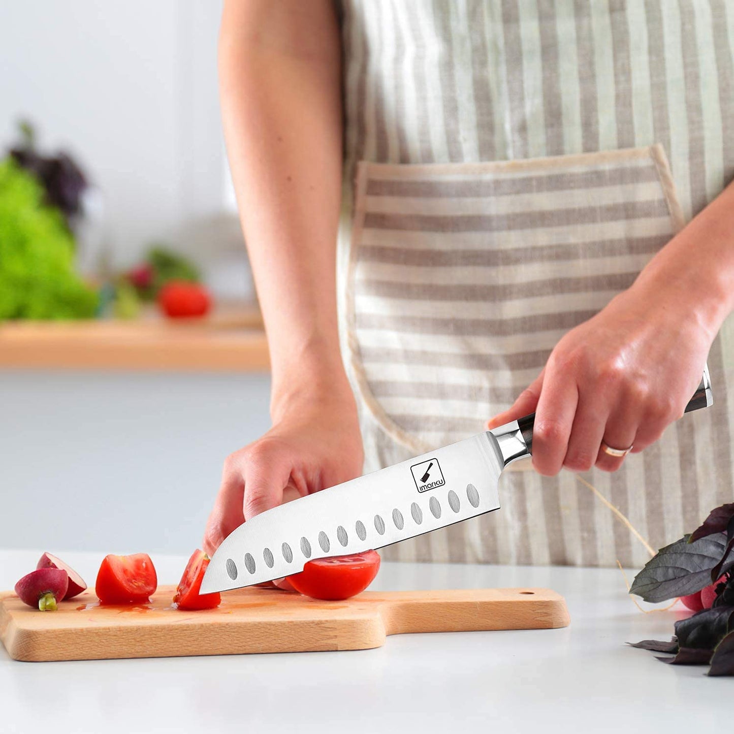 imarku Chef Knife 7 Inch Kitchen Knife Ultra Sharp Santoku Knife - 7Cr17Mov Japanese Chefs Knife, Kitchen Gadgets 2025, Birthday Gifts for Him Her, Best Gifts for Women Men