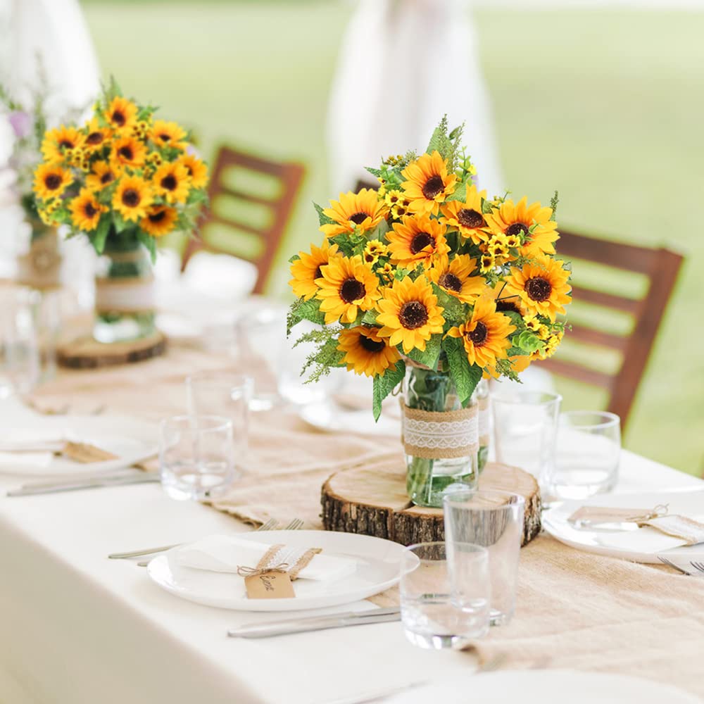 AmyHomie Artificial Sunflower Bouquets,2 Bunches Fake Wildflowers for Baby Shower Home Wedding Spring Decor, Bride Holding Flowers,DIY Garden Craft Art Decor